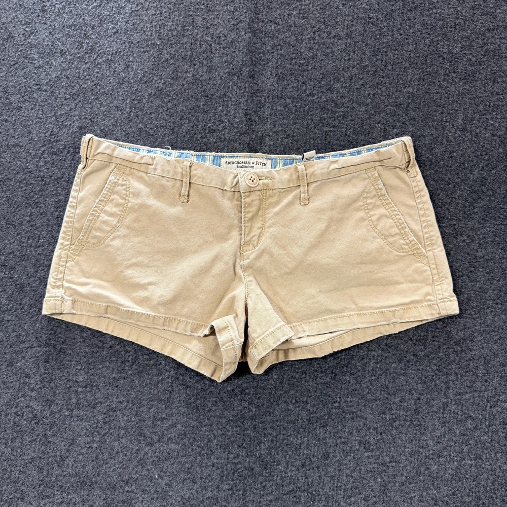 Y2K Abercrombie & Fitch Chino Shorts Womens 4 Tan Good Low Rise Mini Twill